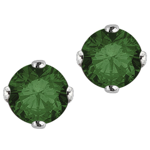 KATARINA Round Brilliant Cut Green Diamond Earring Studs