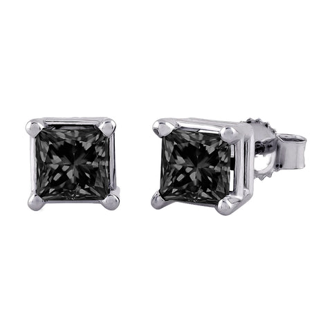 KATARINA Princess Cut Black Diamond Earring Studs