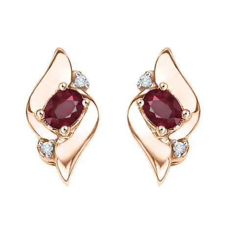 KATARINA Diamond Accent and Ruby Fashion Earrings (5/8 cttw)