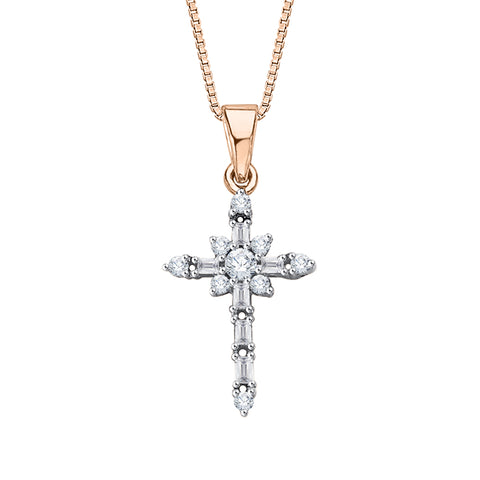KATARINA Diamond Cross Pendant Necklace (1/4 cttw)