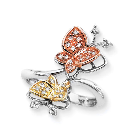KATARINA Diamond Butterfly Jewelry Set Tri Color Gold