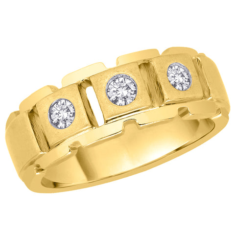 KATARINA Bezel Set 3 Diamond Men's Ring (1/4 cttw)