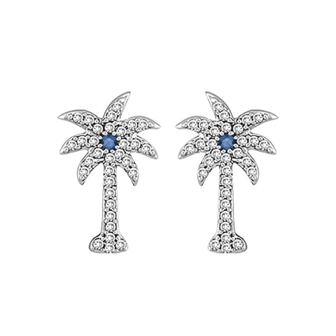 KATARINA Blue and White Diamond Palm Tree Jewelry Set