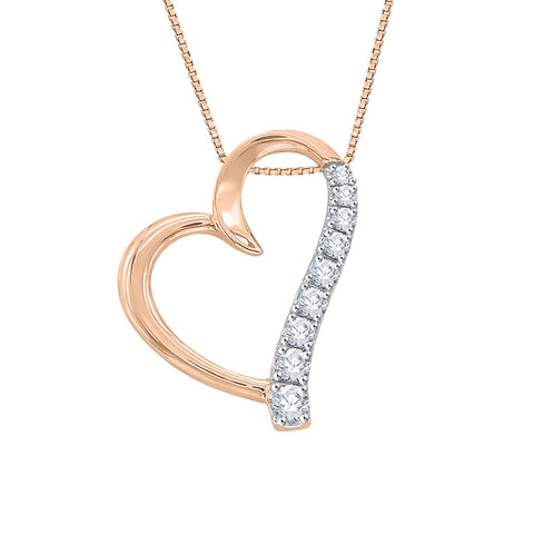 KATARINA Graduating Diamond Heart Pendant Necklace (1/2 cttw)