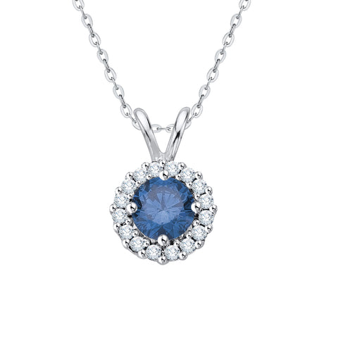 KATARINA Blue and White Diamond Fashion Pendant Necklace (1/4 cttw)