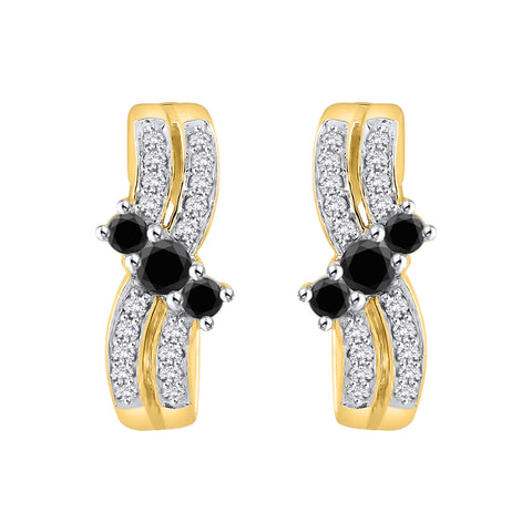 KATARINA Black and White Diamond Huggie Earrings (1/2 cttw)