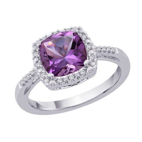 KATARINA Diamond and Amethyst Fashion Ring (1/10 cttw)