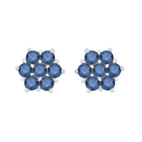 KATARINA Blue Diamond Floral Earrings (3/8 cttw)