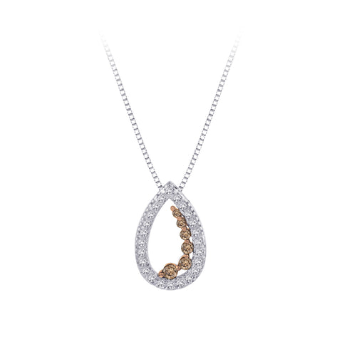 KATARINA Diamond Teardrop Journey Pendant Necklace (1/4 cttw GH, I3)