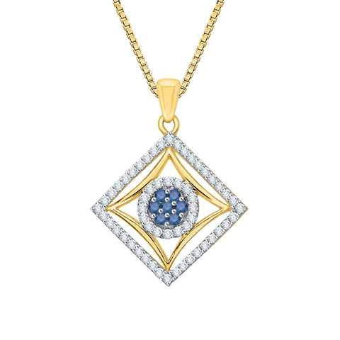 KATARINA Blue and White Diamond Fashion Pendant Necklace (1/4 cttw)