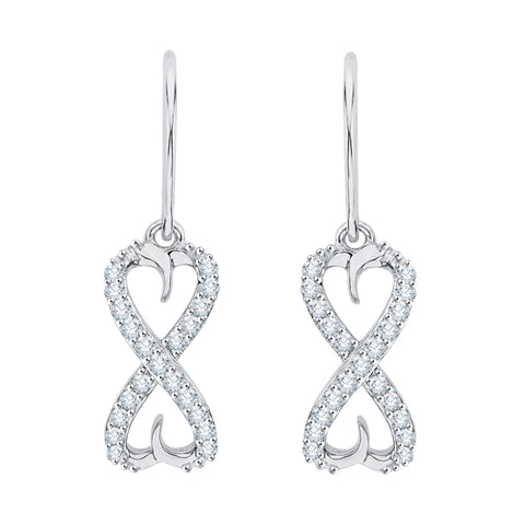 KATARINA Diamond Infinity Dangle Heart Earrings (1/5 cttw JK, SI2/I1)