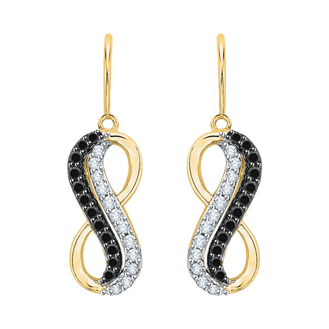 KATARINA Black and White Diamond Infinity Dangle Earrings (1/5 cttw)