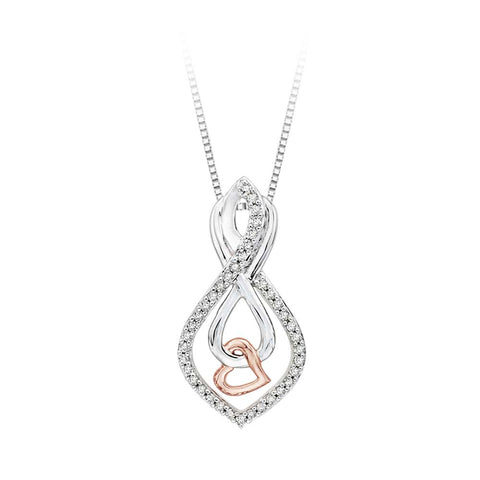 KATARINA Diamond Infinity Earrings and Pendant with Box Chain Set (3/8 cttw)