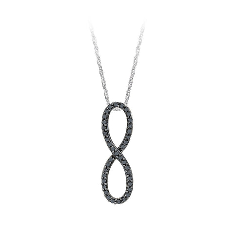 KATARINA Black Diamond Infinity Earrings and Pendant with Box Chain Set (1/2 cttw)