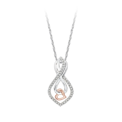 KATARINA Diamond Infinity Earrings and Pendant with Box Chain Set (3/8 cttw)
