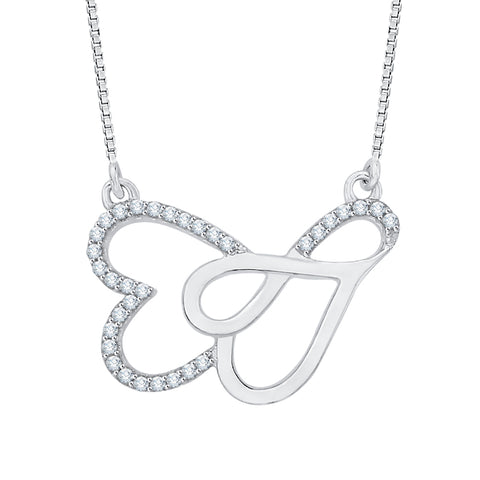 KATARINA Infinity and Heart Style Diamond Sideways Pendant Necklace (1/8 cttw)