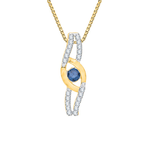 KATARINA Blue and White Diamond Fashion Pendant Necklace (1/5 cttw)