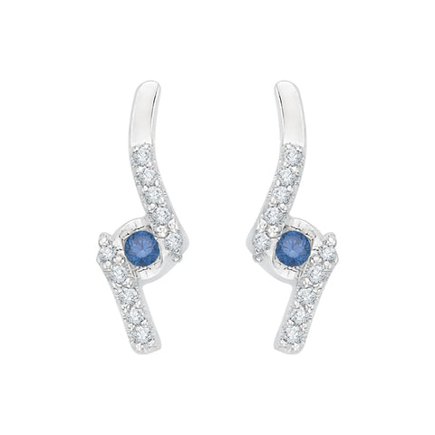 KATARINA Blue and White Diamond Fashion Earrings (1/8 cttw GH, I2/I3)