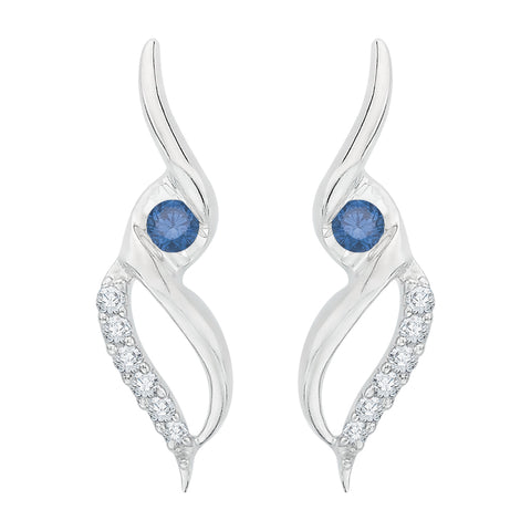 KATARINA Blue and White Diamond Fashion Earrings (1/10 cttw GH, I2/I3)