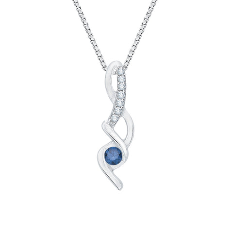 KATARINA Blue and White Diamond Fashion Pendant Necklace (1/10 cttw)
