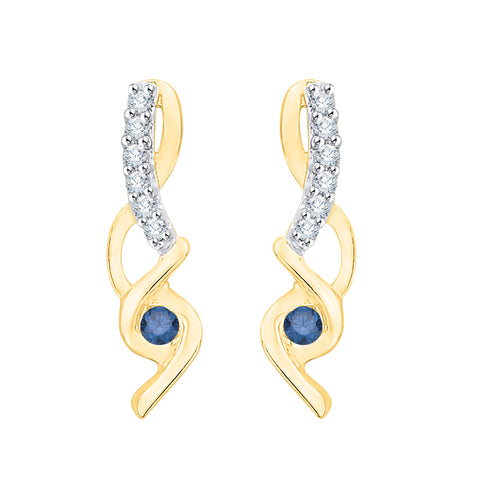 KATARINA Blue and White Diamond Fashion Earrings (1/10 cttw)
