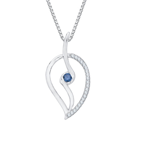 KATARINA Blue and White Diamond Fashion Pendant Necklace (1/6 cttw)