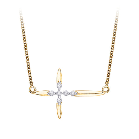 KATARINA 1/10 cttw Diamond Sideways Cross Pendant Necklace GH, I2/I3