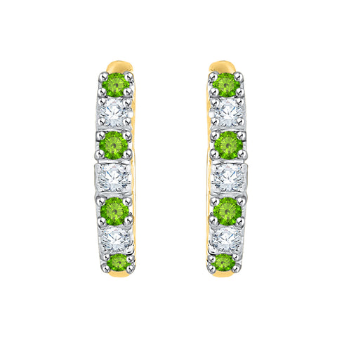 KATARINA Diamond and Peridot Huggie Earrings (1/4 cttw GH, I2/I3)