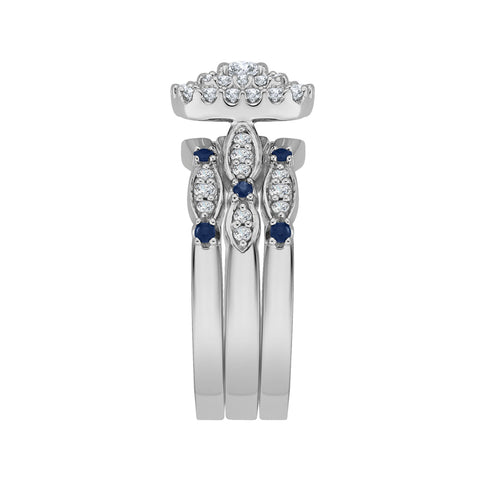 KATARINA Diamond and Blue Sapphire Engagement Set (7/8 cttw)