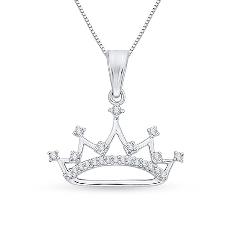 KATARINA 1/8 cttw Diamond Crown Pendant Necklace GH-I2-I3