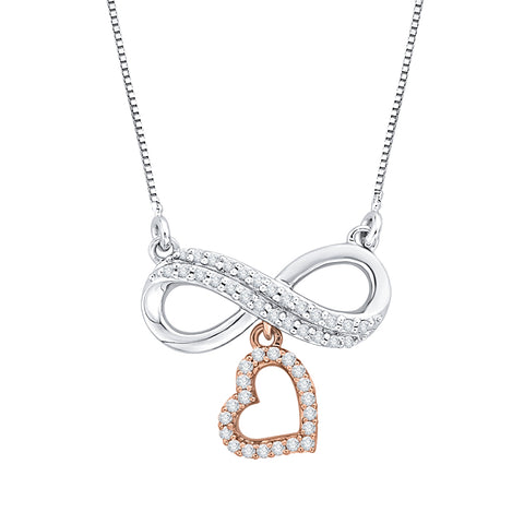 KATARINA 1/5 cttw Diamond Infinity Heart Pendant Necklace GH, I2-I3
