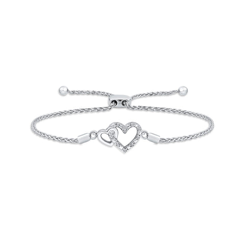 KATARINA Double Heart Diamond Tennis Bracelet (1/20 cttw)