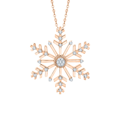 KATARINA Diamond Snowflake Pendant Necklace (1/8 cttw)