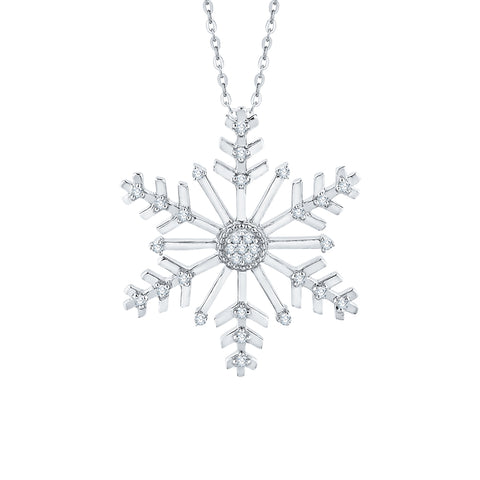 KATARINA Diamond Snowflake Pendant Necklace (1/8 cttw)