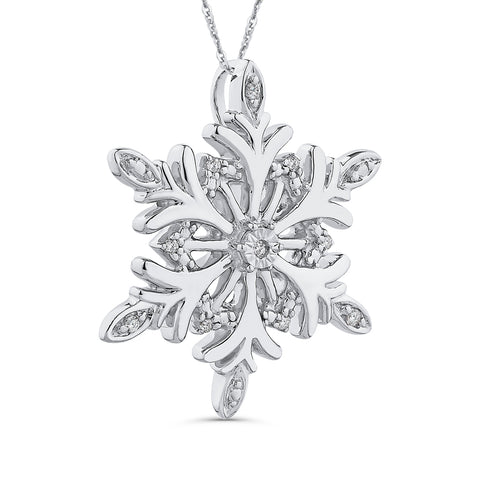 KATARINA Diamond Snowflake Pendant Necklace in Sterling Silver (1/20 cttw, J-K, SI2-I1)