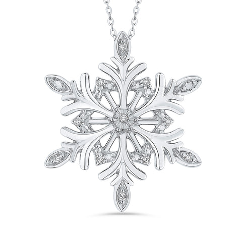 KATARINA Diamond Snowflake Pendant Necklace in Sterling Silver (1/20 cttw, J-K, SI2-I1)