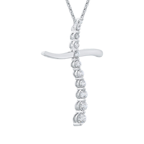 KATARINA Diamond Cross Pendant Necklace (1/2 cttw)