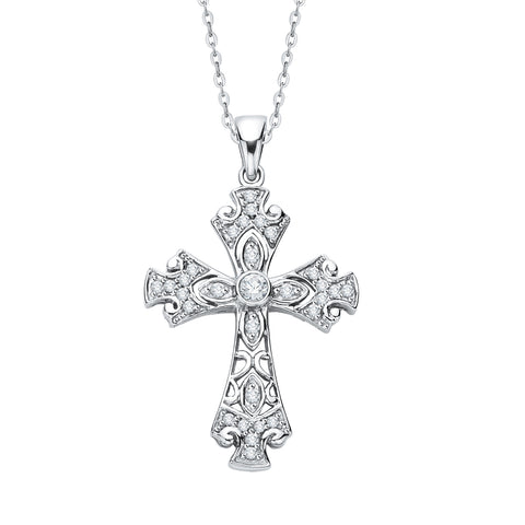 KATARINA Diamond Cross Pendant Necklace (1/3 cttw)