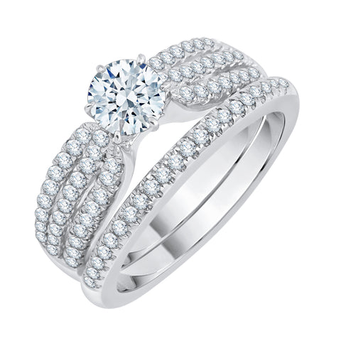 KATARINA Prong set Diamond Solitaire Multi-row Bridal Set (1 cttw)
