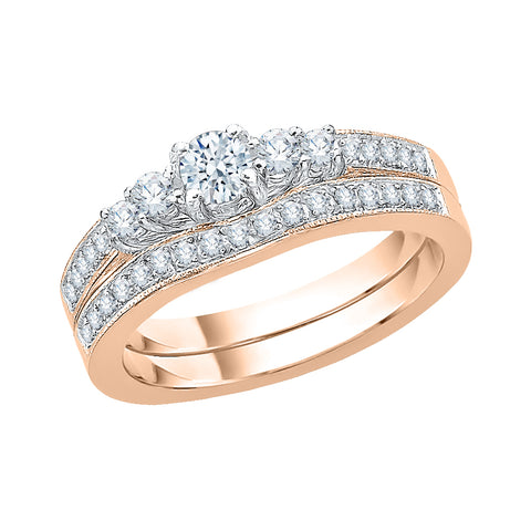 KATARINA Prong set Diamond Five Stone Bridal Set (3/8 cttw)