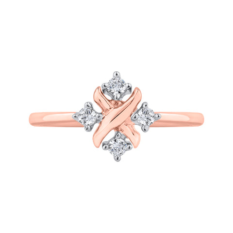 KATARINA Prong set Four Diamond Floral Promise Ring (1/6 cttw)