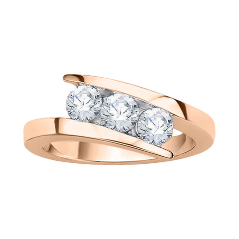 KATARINA Channel Set Diamond Three Stone Bypass Fashion Ring (1/3 cttw)