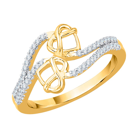 KATARINA Diamond Twin Heart Split Shank Bypass Promise Ring (1/5 cttw)