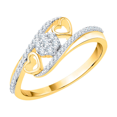 KATARINA Diamond Bypass Cluster Double Heart Ring (1/4 cttw, J-K, SI2-I1)