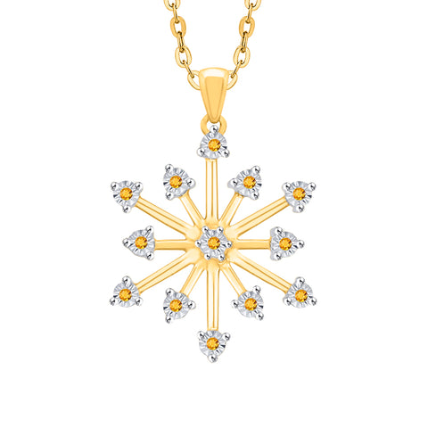 KATARINA 1/20 cttw Natural Gemstone Miracle Plate Snowflake Pendant Necklace