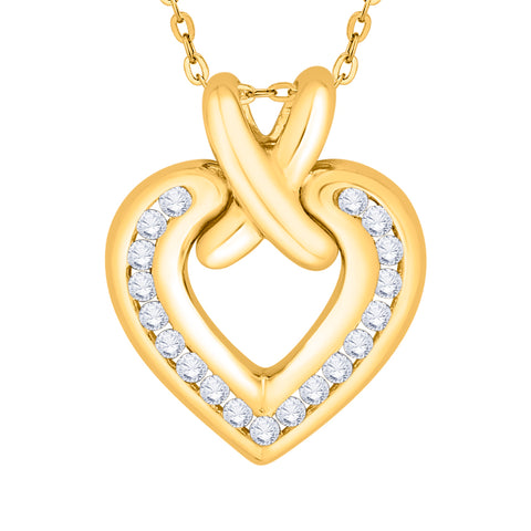 KATARINA 1/4 cttw Channel Set Diamond Heart Pendant Necklace