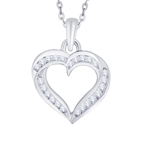 KATARINA 1/5 cttw Channel Set Diamond Heart Pendant Necklace