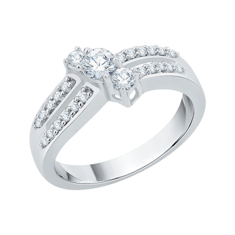 KATARINA 1/2 cttw 3 Stone Diamond Engagement Ring