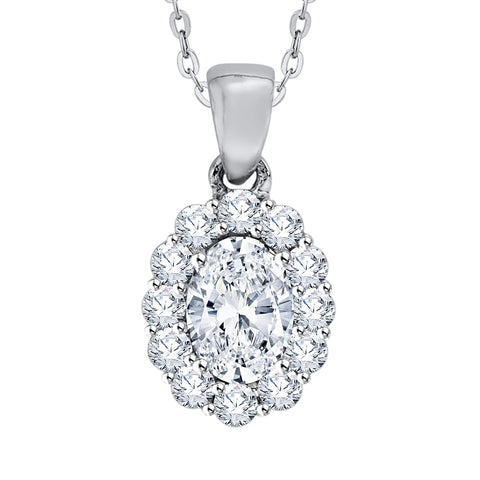KATARINA Diamond Halo Pendant Necklace (3/4 cttw)