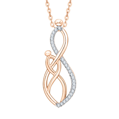 KATARINA Diamond Infinity Mother and Child Pendant Necklace (1/10 cttw)